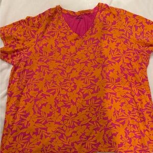 Lands End Women’s Orange Pink Short Sleeve Top Size 2X E72